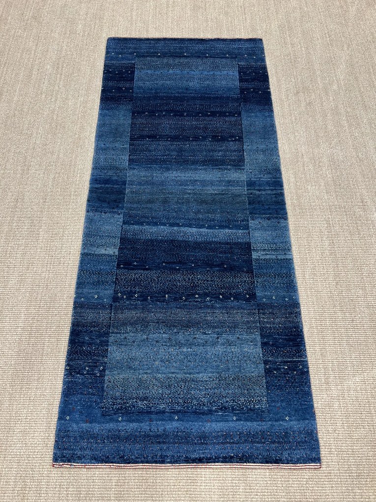 Loribaft Tappeto 80 x 200 Blu (Iran) Annodato A Mano