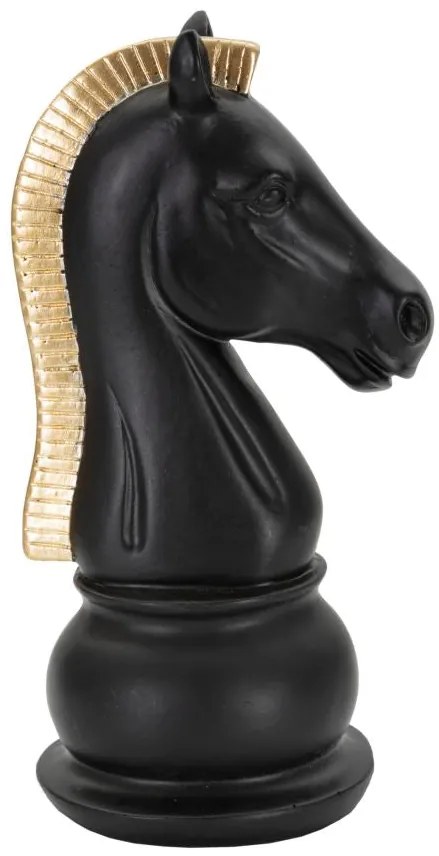 Scultura Elegante Cavallo Nero e Oro 10,5x8,5x19 cm