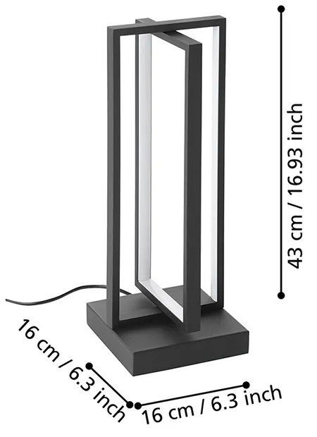 Lampada Da Scrivania Moderna Siberia Led Acciaio Nero