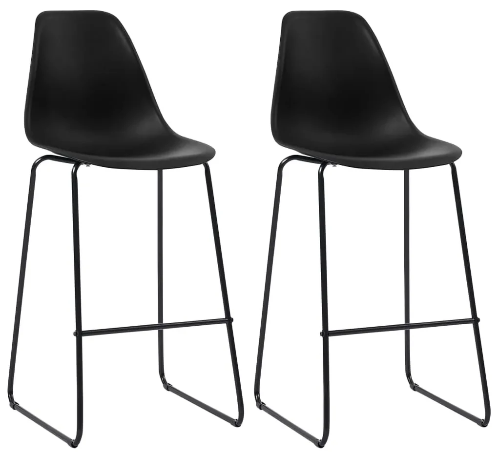 Sedie da bar 2 pz nere in plastica