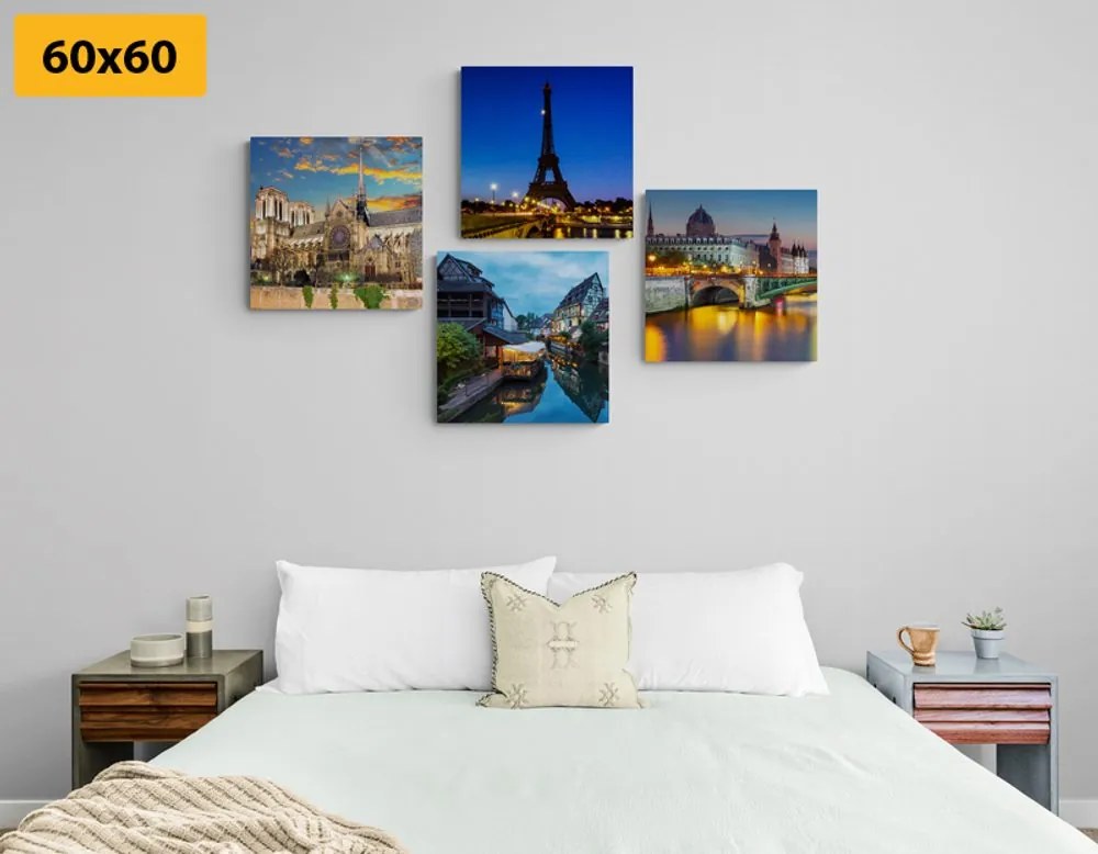 Set di quadri – Parigi notturna romantica