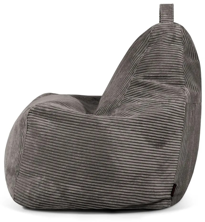 Puof a sacco grigio scuro con rivestimento in velluto a coste Play Amuse – SLOWDOWN