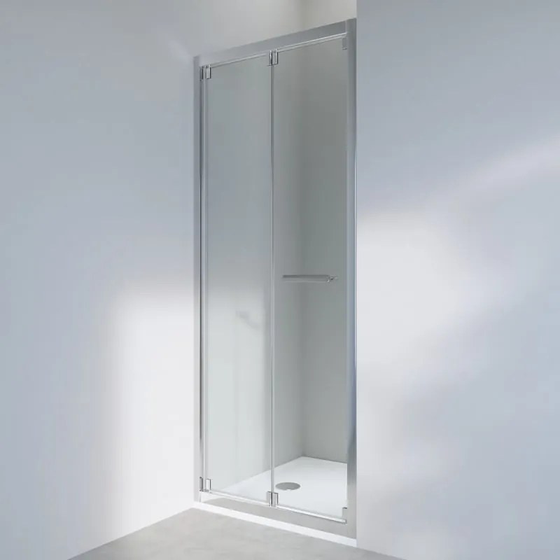 Porta doccia pieghevole Easy L 80 x H 190cm, Sp. 6 mm in vetro vetro senza finitura / trasparente profilo cromo