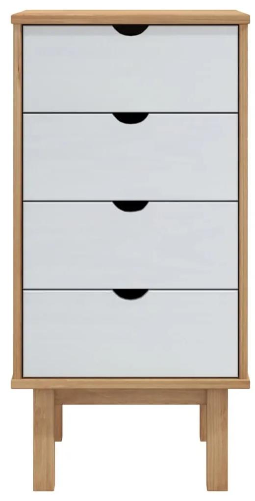 Cassettiera otta marrone e bianco 46x39,5x90cm in legno di pino
