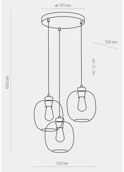 Lampadario su corda  ELIO 3xE27/15W/230V