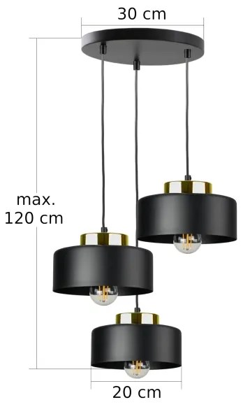 Lampadario a cavo IGNIA 3xE27/60W/230V nero