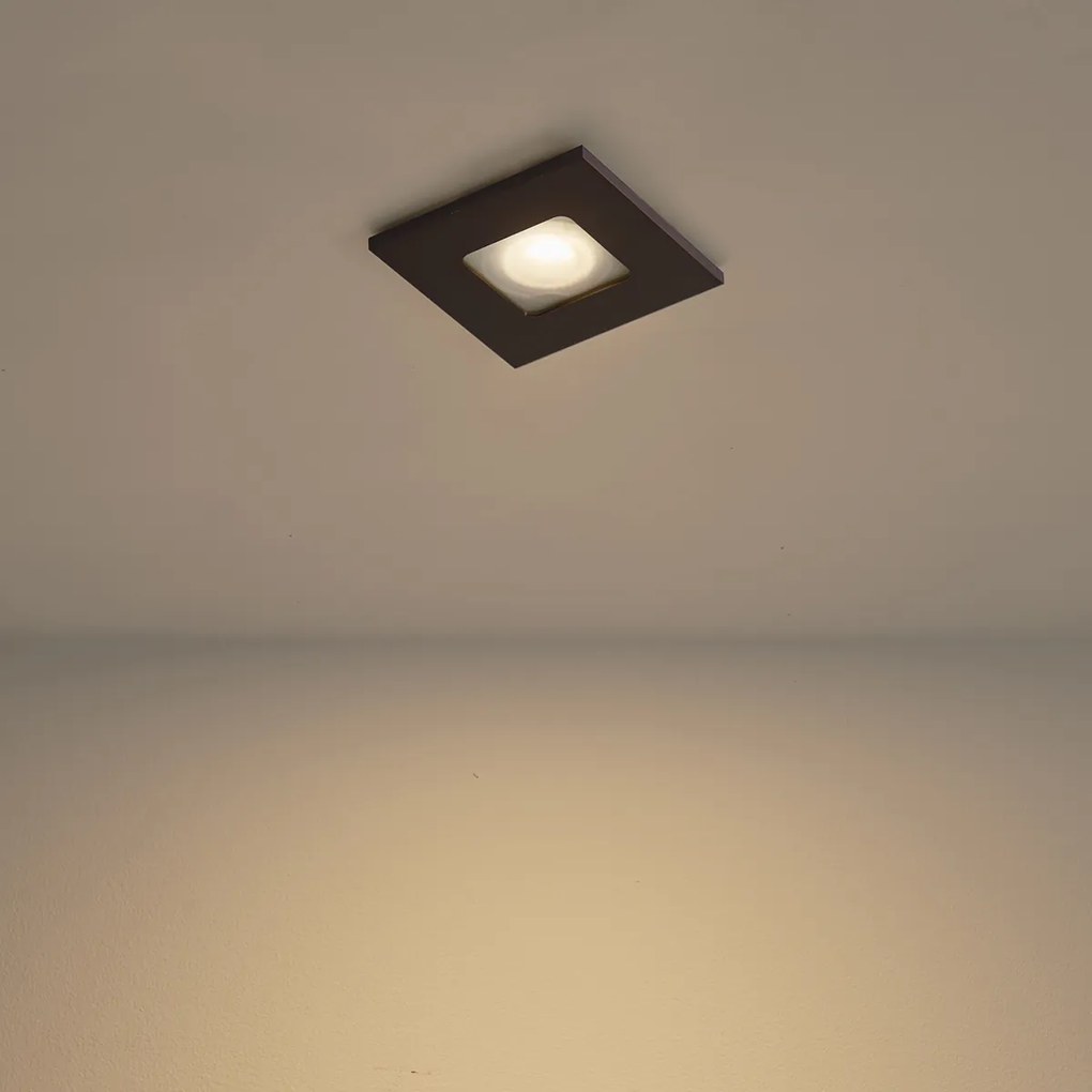 Set di 6 faretti da incasso moderni bronzo scuro quadrato IP44 - Qure