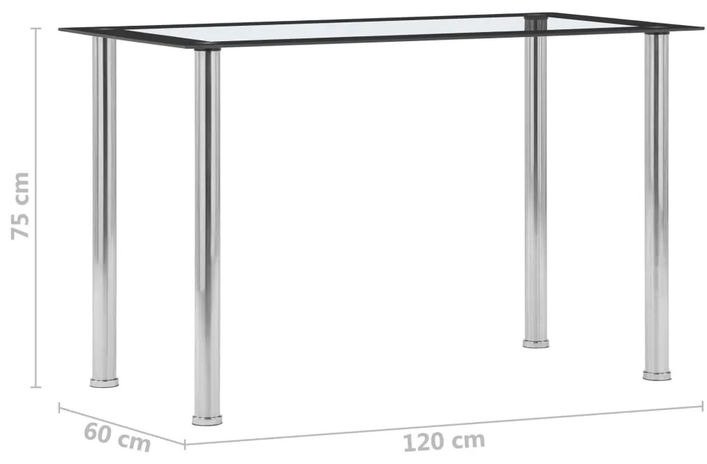 Tavolo da pranzo nero e trasparente 120x60x75cm vetro temperato