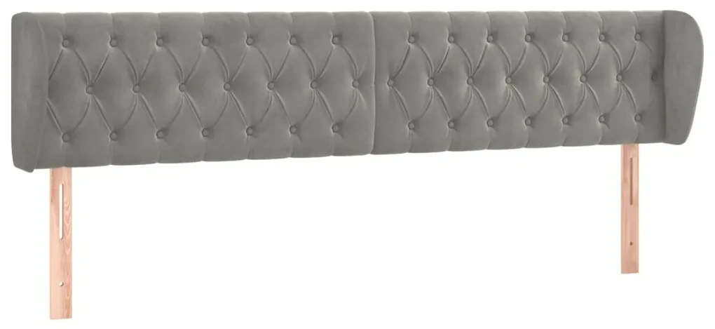 Testiera ad orecchio grigio chiaro 203x23x78/88 cm in velluto