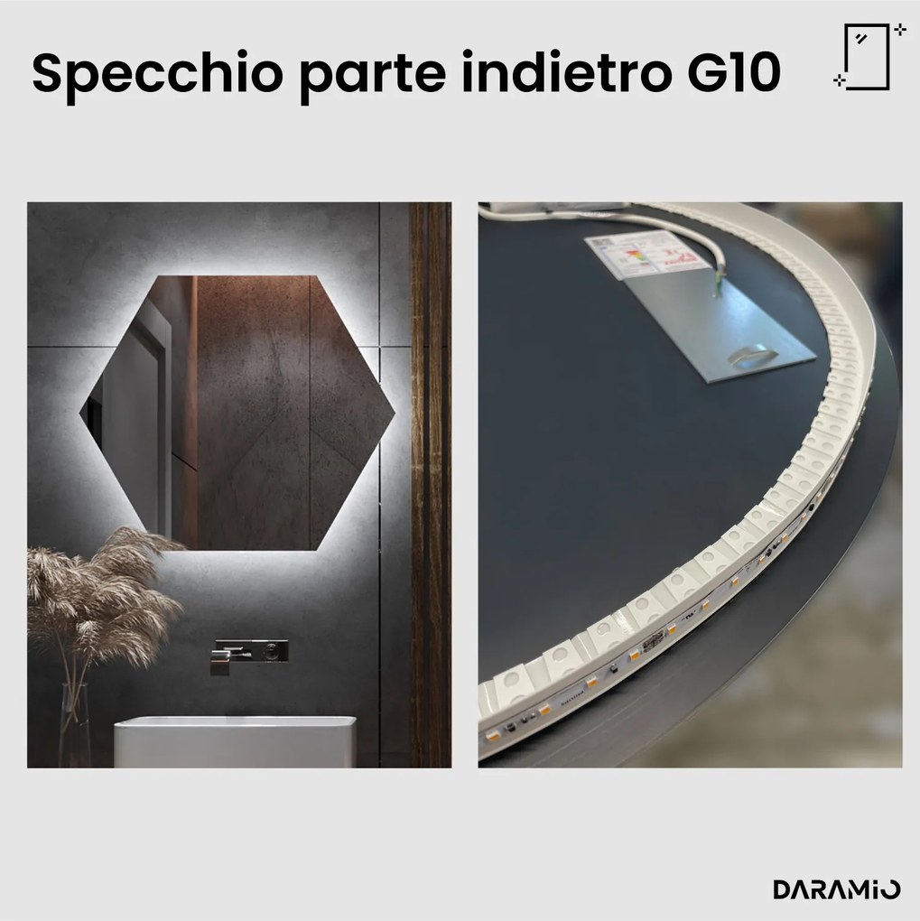 Specchio asimmetrico con luce LED G10