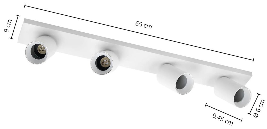 Faretto da soffitto Arcchio Brinja, lungo, bianco, a 4 luci