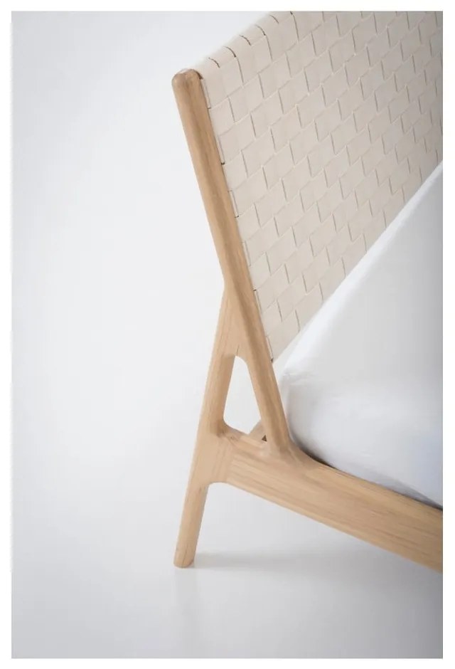 Letto matrimoniale in legno di quercia in colore bianco e naturale 160x200 cm Fawn - Gazzda