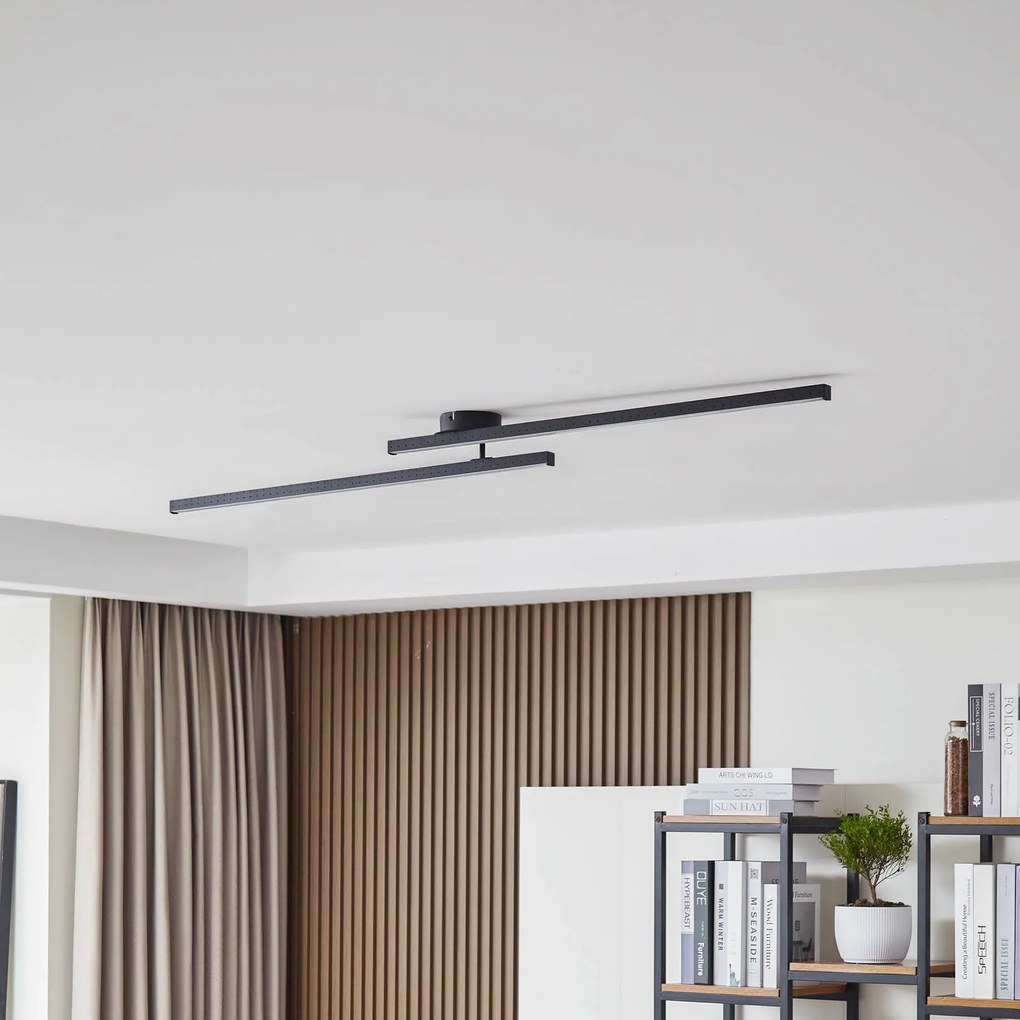Plafoniera a LED Aurendor Lindby, Nero, Soggiorno / Sala da pranzo, Alluminio, Moderno, Plafoniera LED