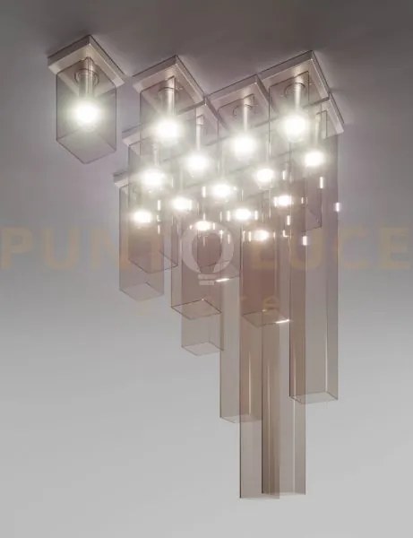 Tubes lampadario a soffitto 15 fume' trasparente nickel opaco 15 lu...