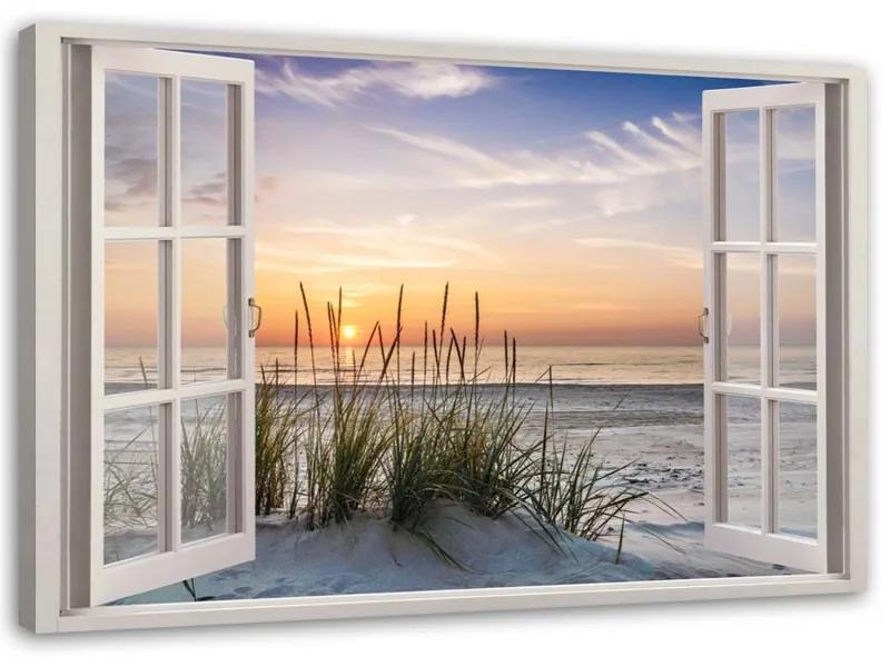 Quadro su tela, Vista dalla finestra sulla spiaggia