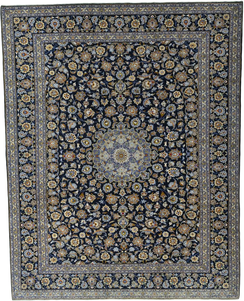 Kashan Tappeto 320x400 Blu (Iran) Annodato A Mano