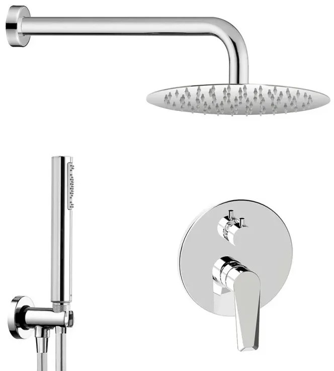 Set doccia incasso Cristallo con soffione inox 25 cm e kit doccia