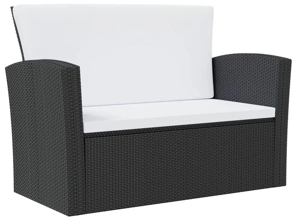 Set divani da giardino 8 pz con cuscini in polyrattan nero