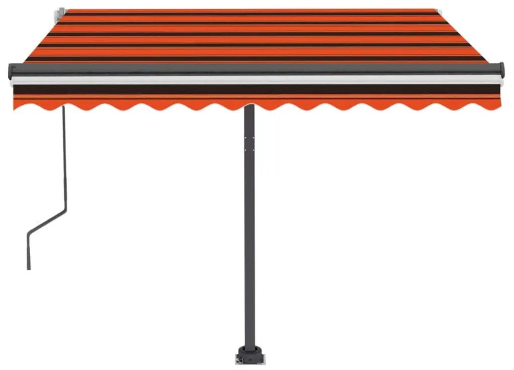 Tenda da Sole Retrattile con LED 350x250 cm Arancione e Marrone