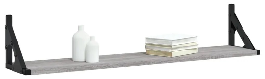 Mensole parete 2pz grigio sonoma 80x15x15,5cm legno multistrato