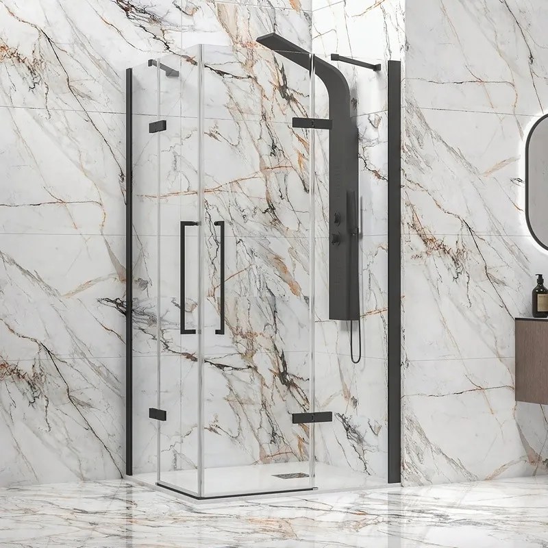 Box doccia 70x140 nero opaco doppio battente | KT1000N - KAMALU