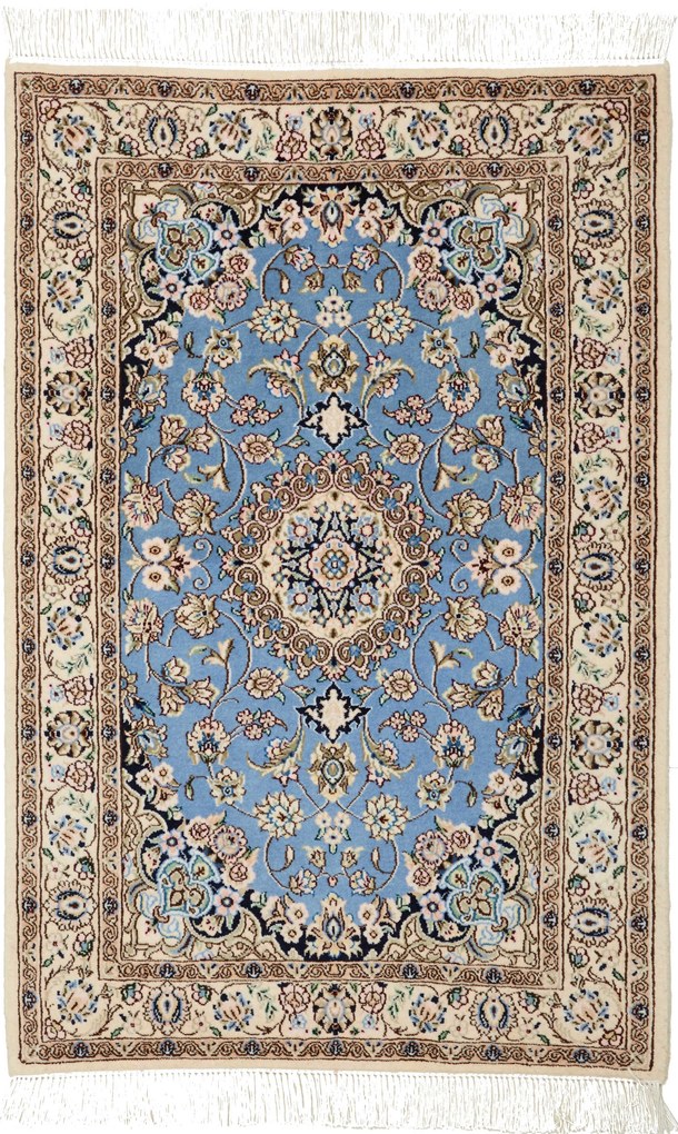 Nain Tappeto persiano 60x100 Blu (Iran) Annodato A Mano
