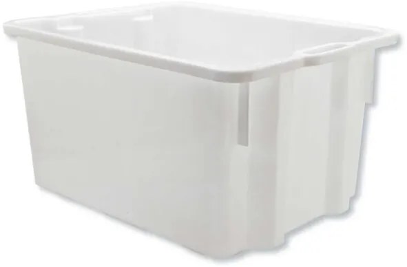 Cassa chiusa PEHD 65 litri bianca – Sovrapponibile, alimentare, 63x44x34 cm