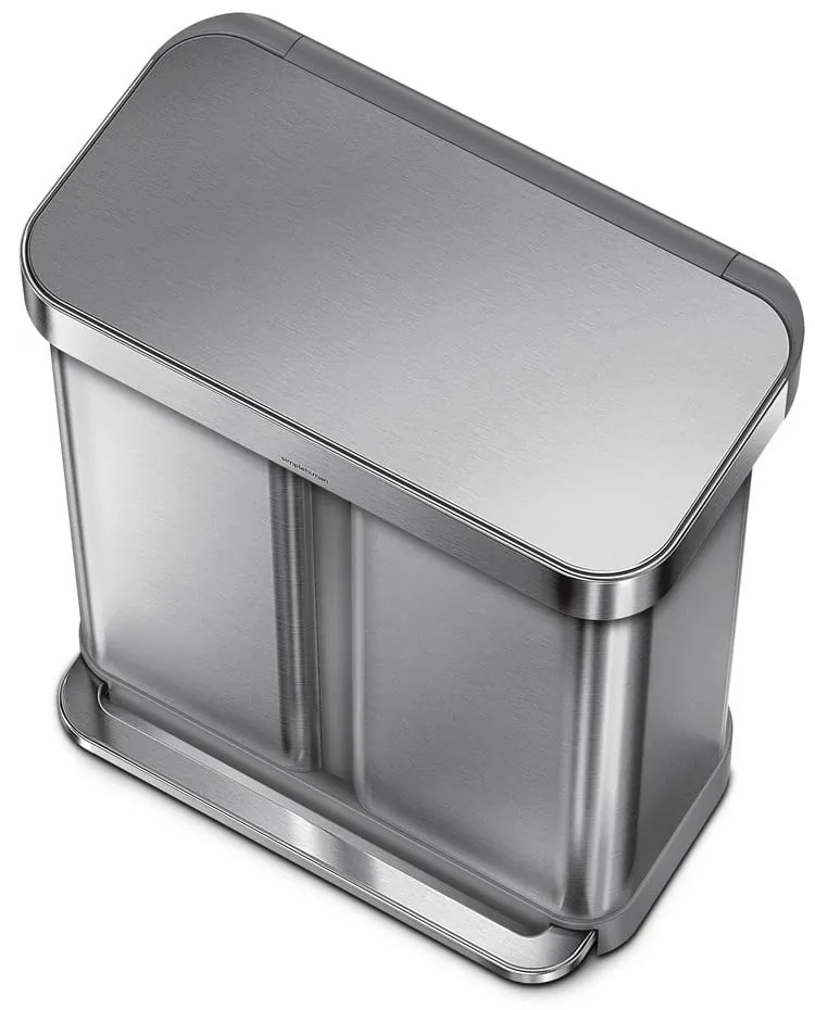 Bidone a pedale in acciaio inox per rifiuti differenziati 58 l Dual - simplehuman