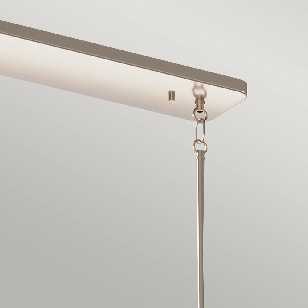 Lampadario Contemporaneo Kimrose Acciaio Nichel Lucido Vetro 10 Luci E14