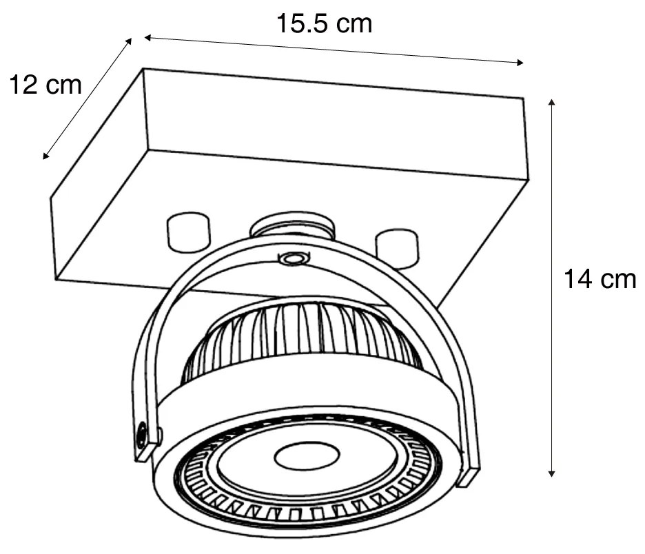 Faretto moderno da superficie nero con LED dimmerabile incluso - Apollo