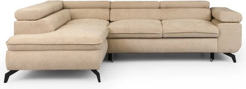 Divano angolare beige (con penisola a sinistra/a L) con rivestimento in ciniglia Marbeya – Ropez