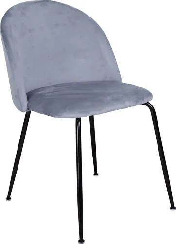 Sedia da pranzo in velluto Grigio Balena con gambe in metallo Nero - PARIS 2 sedie