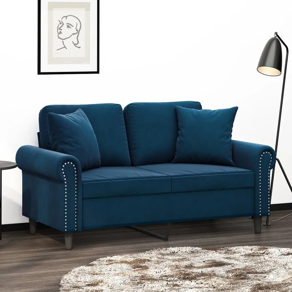 Cuscini Decorativi 2 Pz Blu 40x40 Cm İn Velluto /