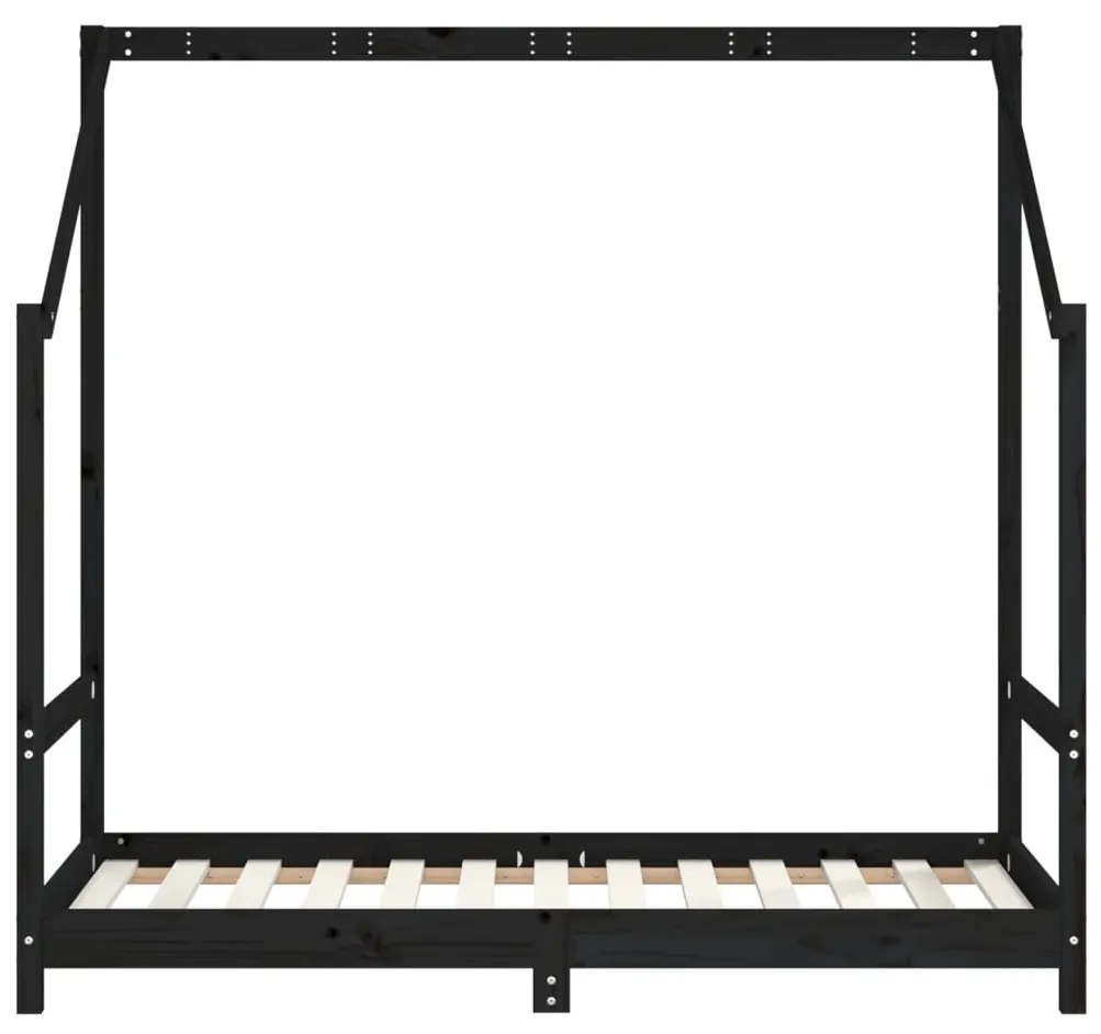 Giroletto per bambini nero 80x160 cm in legno massello di pino