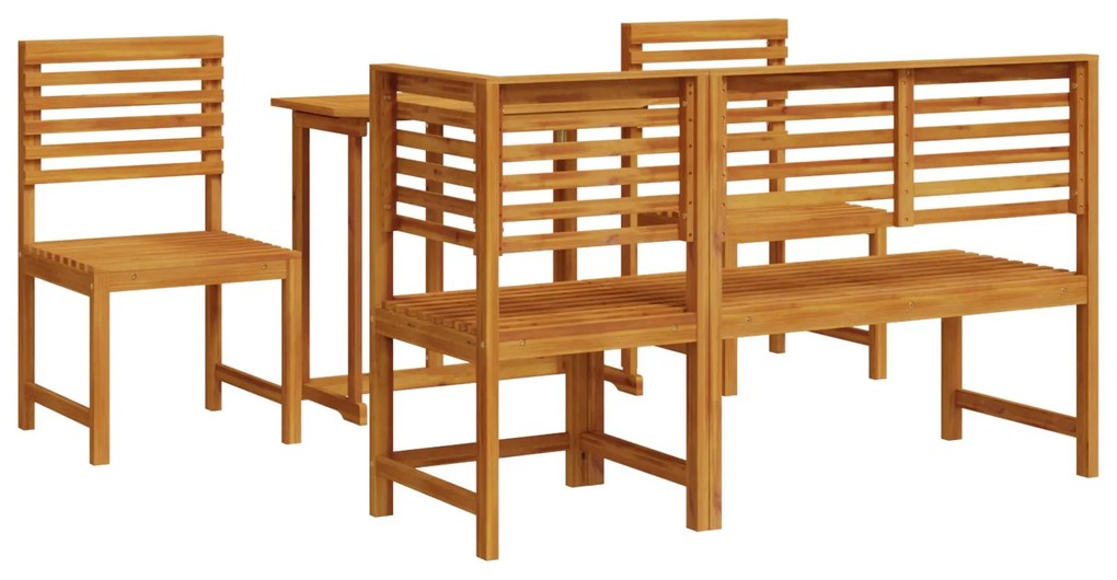 Set da pranzo in legno massello di acacia da 5 pezzi
