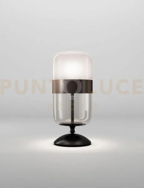 Futura lampada da tavolo m fume' marrone montatura nero opaco 1 luc...