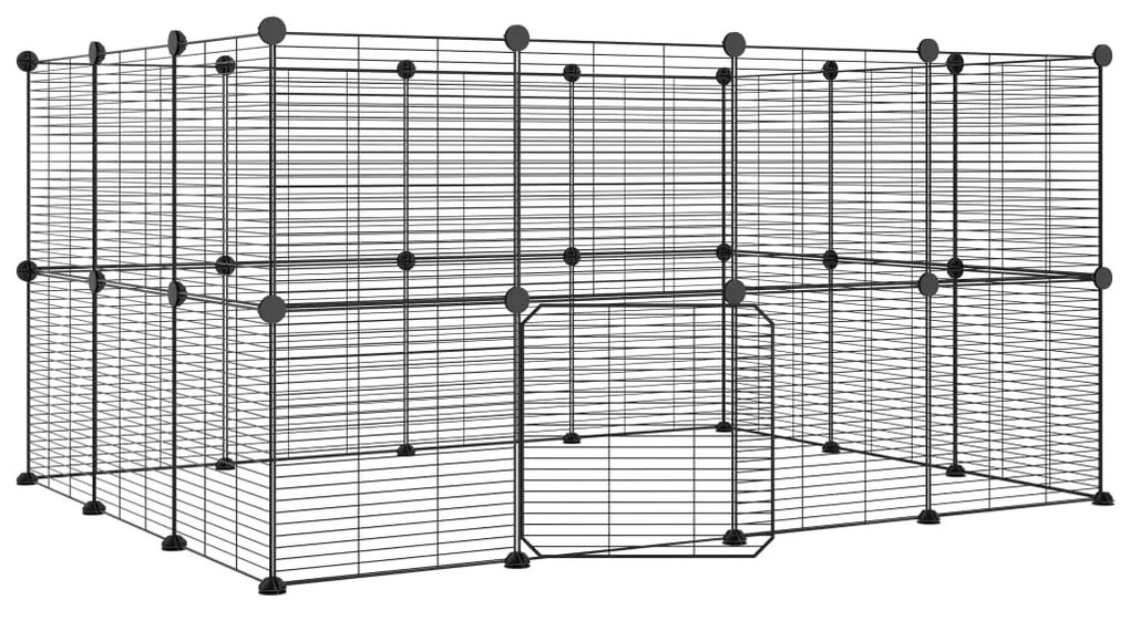 Gabbia per animali 28 pannelli con porta nero 35x35 cm acciaio