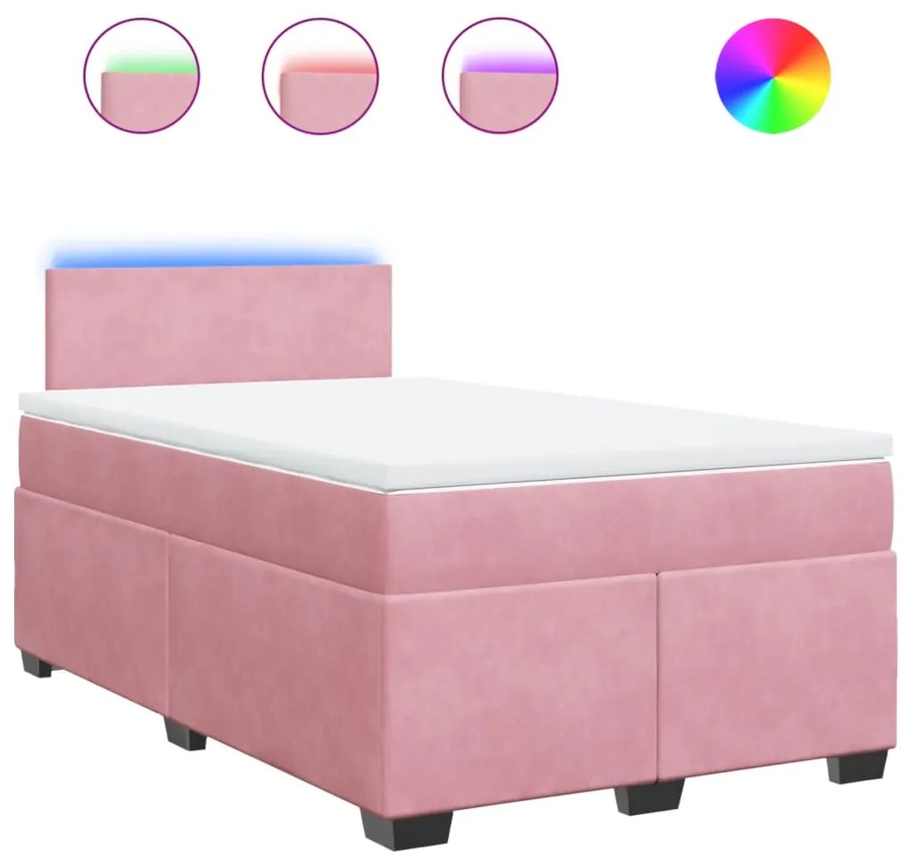 Giroletto a molle con materasso rosa 120x200 cm in velluto