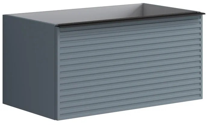 Mobile da bagno sospeso sotto lavabo L 80 x H 40 x P 45.5 cm blu laccato opaco, 1 cassetto Pixel stripes