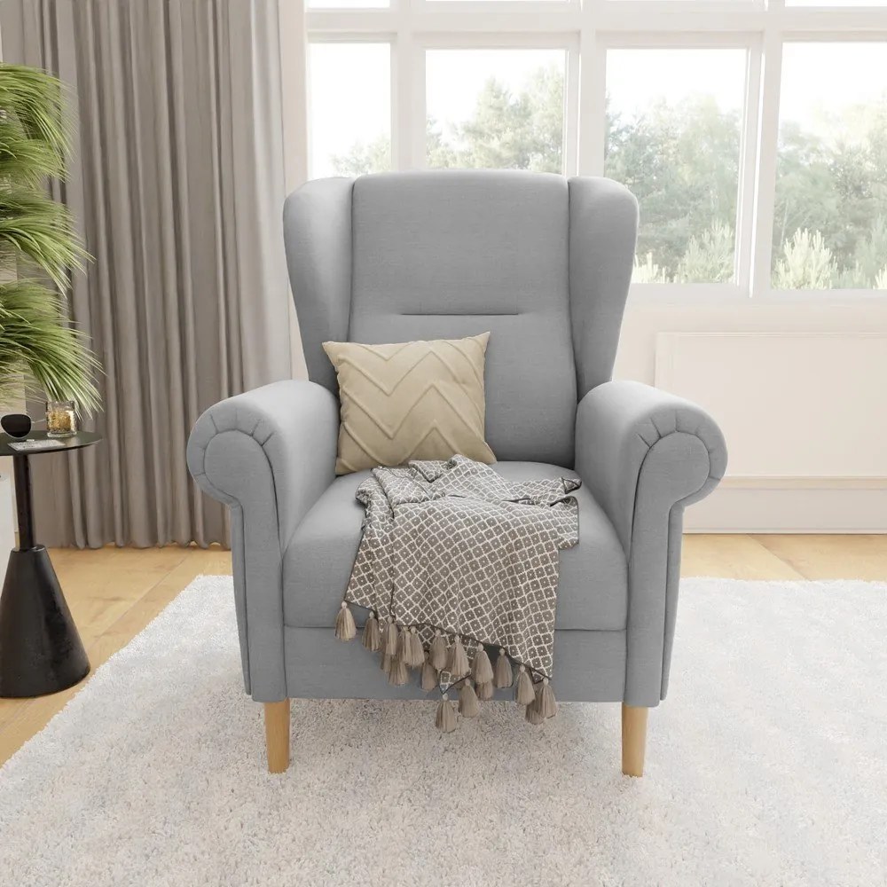 Poltrona con braccioli grigio chiaro Swan – Ropez