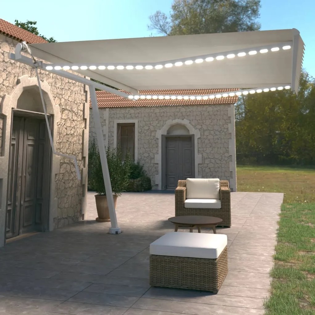 Tenda Automatica Con Sensore Vento E Led 450x350 Cm Crema /