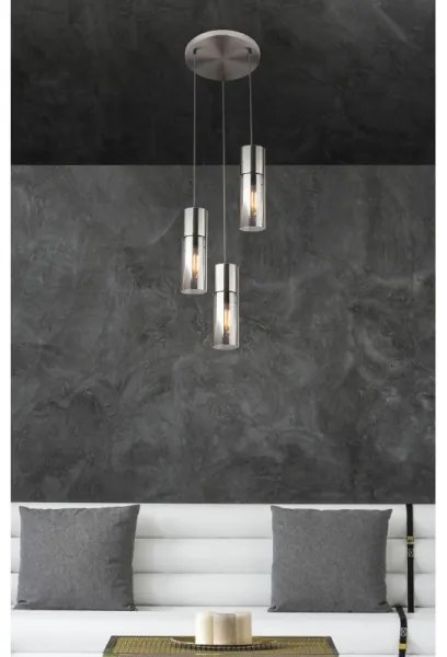 Globo 21000-3HN - Lampadario a sospensione con filo ANNIKA 3xE27/25W/230V diametro 30 cm cromo