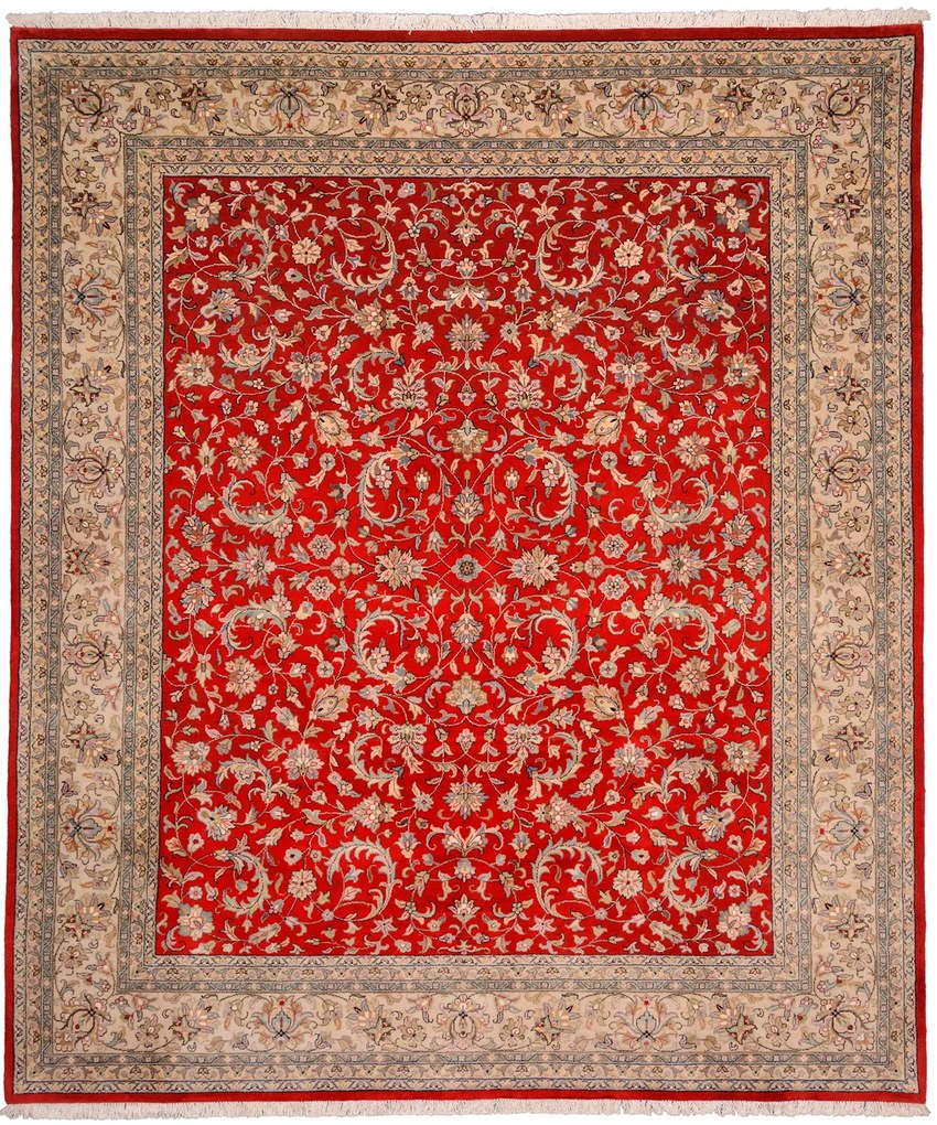 Isfahan Tappeto 300x250 Beige (Indian) Annodato A Mano