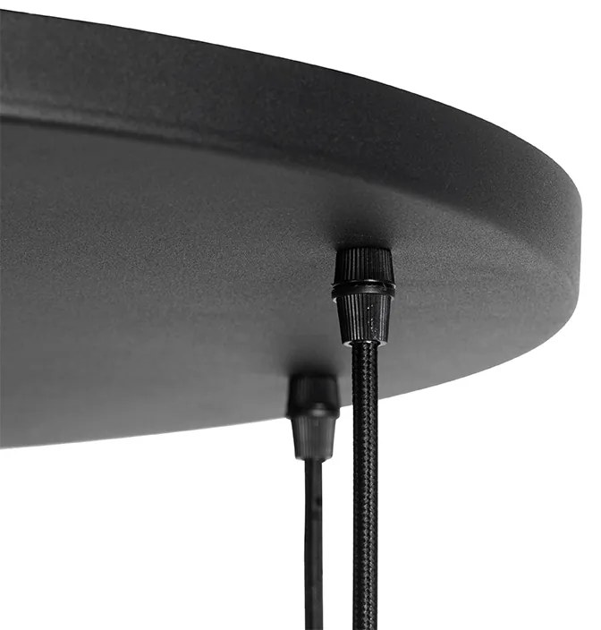 Lampadario Art Déco nero con vetro dorato 7 luci - Pallon