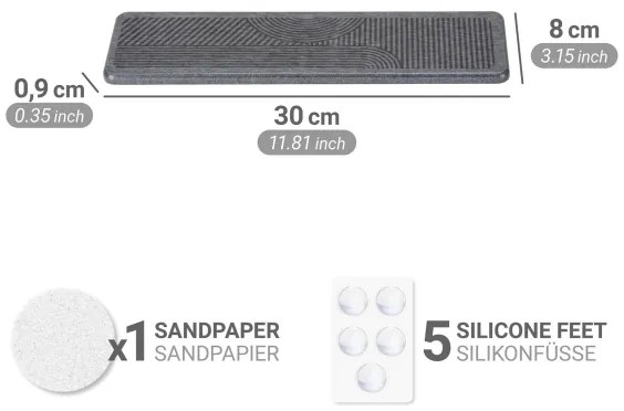 WENKO 54957100 - Tappetino antigoccia DAMON 30x8 cm grigio