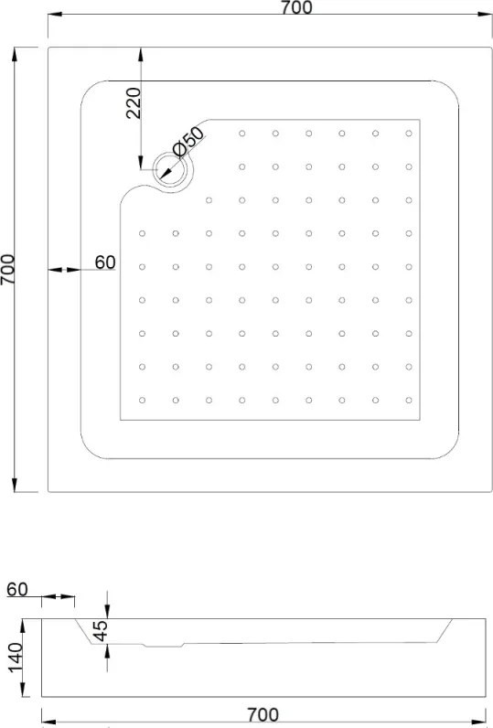 Mexen Rio cabina doccia quadrata 70 x 70 cm, fasce bianche, cromo + piatto doccia, bianco - 860-070-070-01-20-4510