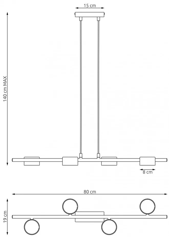 Lampadario a sospensione SORA 4 Nero 4xGX53 da interno Colore del corpo Nero
