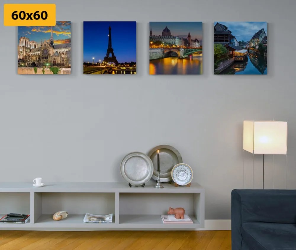 Set di quadri – Parigi notturna romantica