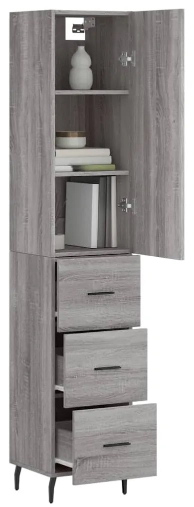 Credenza grigio sonoma 34,5x34x180 cm in legno multistrato