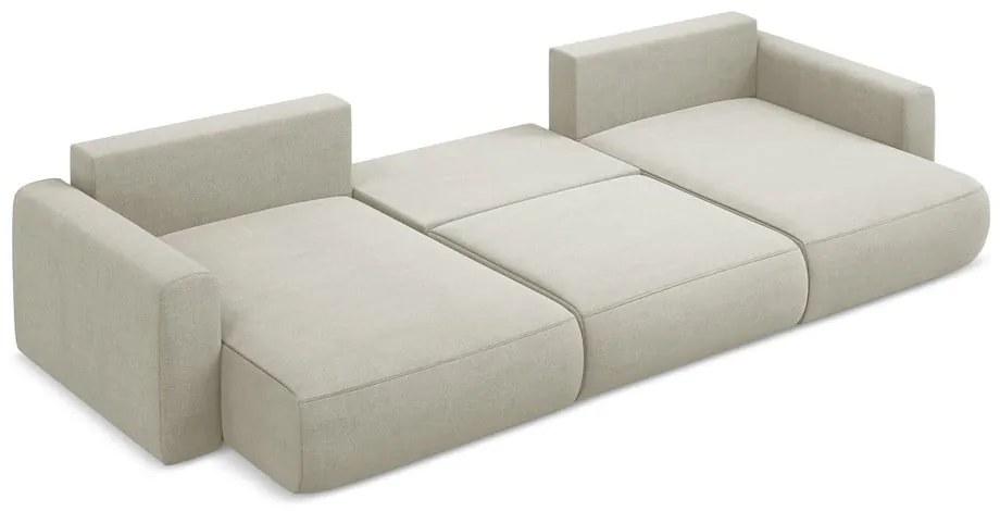 Divano angolare beige allungabile/con contenitore (a U) Kapua – Makamii